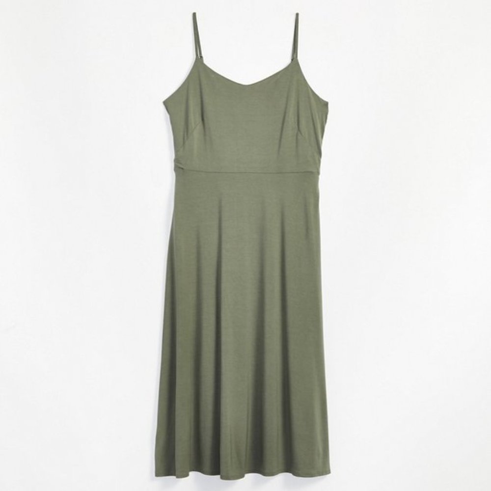 LOFT Smocked Back Strappy Midi Dress